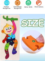 Houten Kinderpuzzel Aapfiguur/3D Puzzel/10 Stukjes/Educatief Speelgoed/Hout Milieu/Jigsaw Puzzle