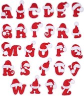 Strijk Embleem Kerst 26 stuks - Alfabet - Letters Stof Applicatie - Geborduurd - Strijkletters - Strijkembleem - Kleding - Kerstmuts
