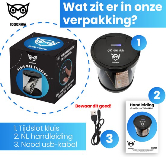 Good2know Telefoon Kluis met Tijdslot - Stoppen met Roken - Timer – Kluis - Opbergdoos - Kitchen Safe - Zwart – meer Focus & Zelfdiscipline