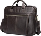 Laptoptas 17 inch Schoudertas heren Handtas Waterdichte tas Leder Dark Coffee - Urban U®