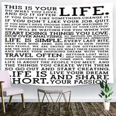 Ulticool - Life Love Positief in je Leven Denken - Wandkleed  - 200x150 cm - Groot wandtapijt - Poster - Zwart Wit