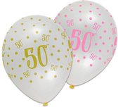 Ballonnen 50 jaar pink chic 6 stuks 30 cm | Abraham | Sarah