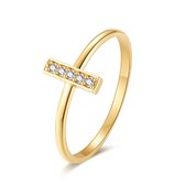 Twice As Nice Ring in 18kt verguld zilver, staafje met zirkonia 54