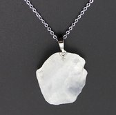 Bixorp Gems Edelsteen Ketting Ruwe Bergkristal / Clear Quartz Hanger aan Koord - Witte / Doorzichtige Edelstenen Sieraad - Cadeau voor Vrouwen & Meisjes