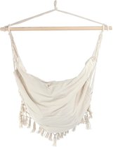 Grandecom® Hangstoel | Hangstoel Voor Binnen | Belastbaar tot 150KG | Hangstoel Buiten | Verstelbaar | Tuinstoel | Houten Hanger | Relaxstoel | Boekenvak | Hangmat Stoel | Beige | 1.5KG | 100