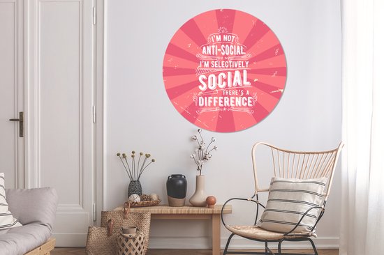 WallCircle - Schilderij - Vintage Design Tekst Xxl - Multicolor - 120 X 120 Cm