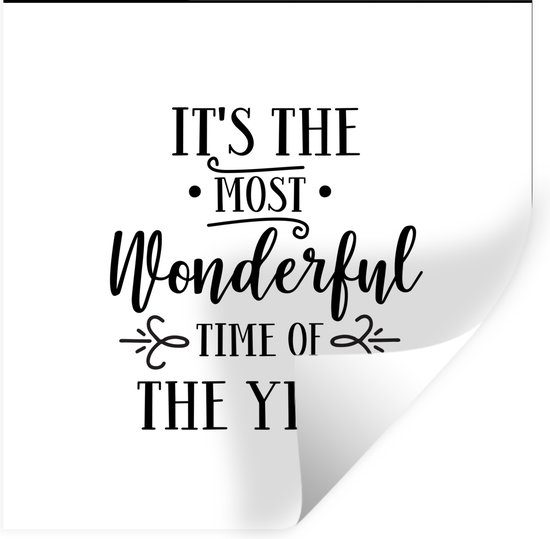 Stickers muraux - Film autocollant - Citation de Noël C'est la plus belle période de l'année sur fond blanc - 50x50 cm - Film adhésif - Stickers muraux Chambre d'enfant - Papier peint autocollant