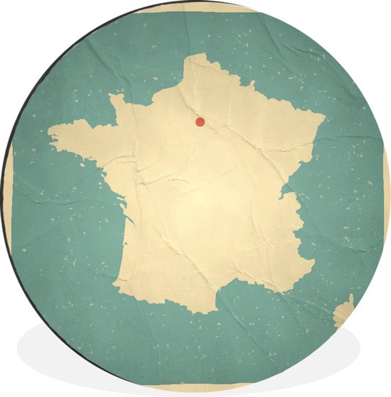 Wandcirkel - Aluminium - Vintage kaart van Frankrijk - ⌀