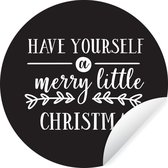 Citation de Noël Ayez un joyeux petit Noël avec un fond noir Sticker papier peint cercle mural - ⌀ 120 cm - peinture ronde - cercle papier peint - cercle mural - cercle vivant - autocollant et découpe ronde