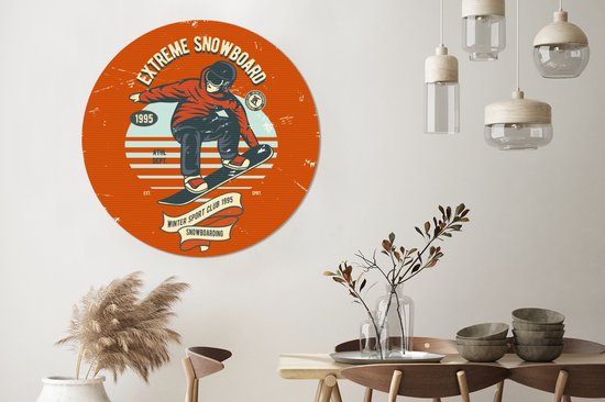 WallCircle - Stickers muraux - Cercle de papier peint - Snowboard - Vêtements - Hiver - Rétro - ⌀ 120 cm - Cercle mural - Autocollant - Sticker papier peint rond XXL