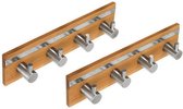 Set van 2 bamboe kleerhangers, 4 haken (met RVS)