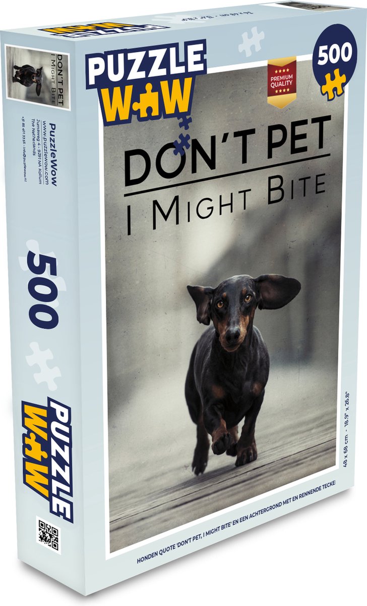 Afbeelding van product PuzzleWow  Puzzel Quotes - Don't pet I might bite - Spreuken - Hond - Legpuzzel - Puzzel 500 stukjes