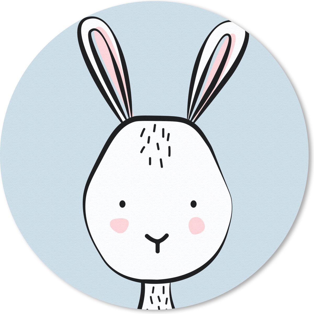 Muismat rond 20x20 cm - Mousepad Konijn - Pastel - Design - Kinderen - Ronde muismatten