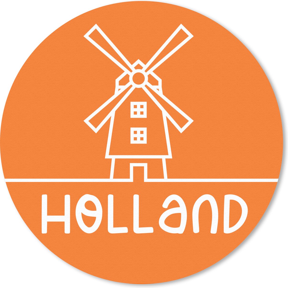 Muismat rond 20x20 cm - Mousepad Holland - Molen - Oranje - Ronde muismatten