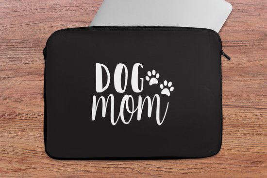 Housse ordinateur 13 pouces 34x24 cm - Chiens Quotes - Housse Macbook & Laptop Quote Dog mom noir décoration murale - Housse ordinateur portable avec photo