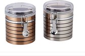 Bewaarblik met deksel - Bewaarblik thee - Bewaarblik koffie - Bewaarblikken Brons en Zilver - 150 gram (2 stuks)
