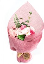 Bouquet de savon avec des fleurs - roses - couleur rose