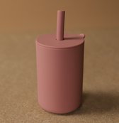 Little koekies - Berry Powder Rose siliconen beker en rietje - kraamcadeau - duurzame beker - BPA vrij - baby en kinderservies