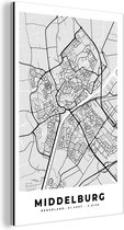 Décoration murale Métal - Peinture Aluminium - City Map - Middelburg - Grijs - Wit - 80x120 cm - Dibond - Map