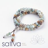 Sattva | SUPPORT | Kralen Amazoniet Mala met GURU kraal