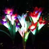 afstandsbediening lelie vormige solar lamp - Set van 4 bloemen | lelie 7 kleuren - 4 stuks | buitendecoratie voor tuin | zonnebloem licht