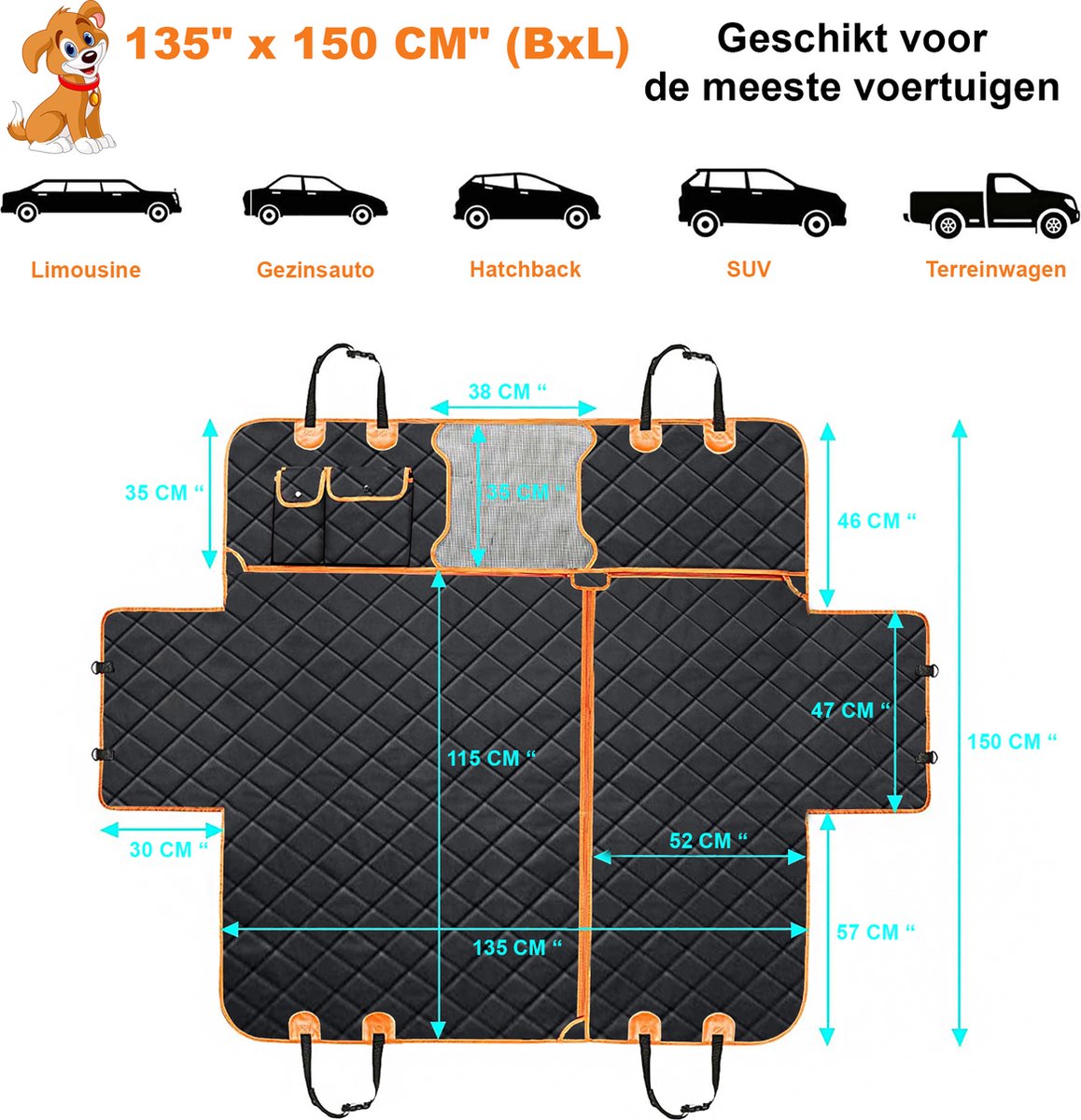 Docci® - Couverture pour chien réversible 4 en 1 - Banquette