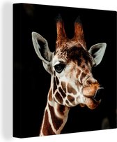 Canvas Schilderij Giraffe - Dieren - Zwart - 50x50 cm - Wanddecoratie