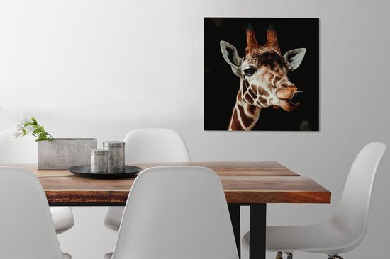 Toile Peinture Girafe - Animaux - Zwart - 50x50 cm - Décoration murale