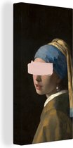 Canvas Schilderij Meisje met de parel - Vermeer - Verf - 40x80 cm - Wanddecoratie