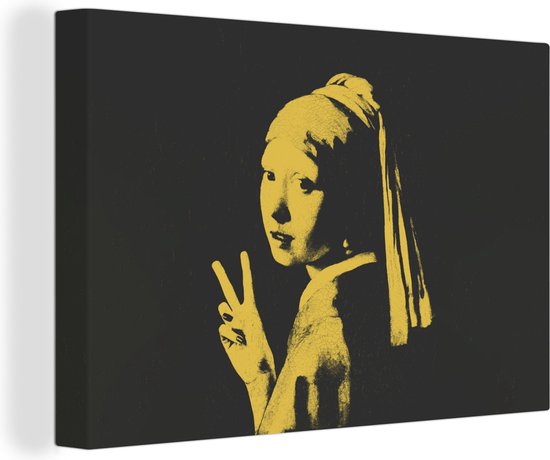 Canvas Schilderij Meisje met de parel - Vermeer - Peace - Wanddecoratie
