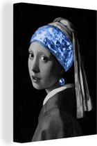 Canvas Schilderij Meisje met de parel - Oude meesters - Blauw - 30x40 cm - Wanddecoratie