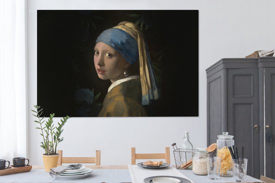 Peinture sur Toile Jeune Fille à la Perle - Vermeer - Plantes - 150x100 cm - Déco Décoration murale