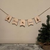 Mini slinger Merry Christmas - Kerst - Kerstmis - Houten Slinger - Decoratie - Hout - Feestdecoratie - Versiering