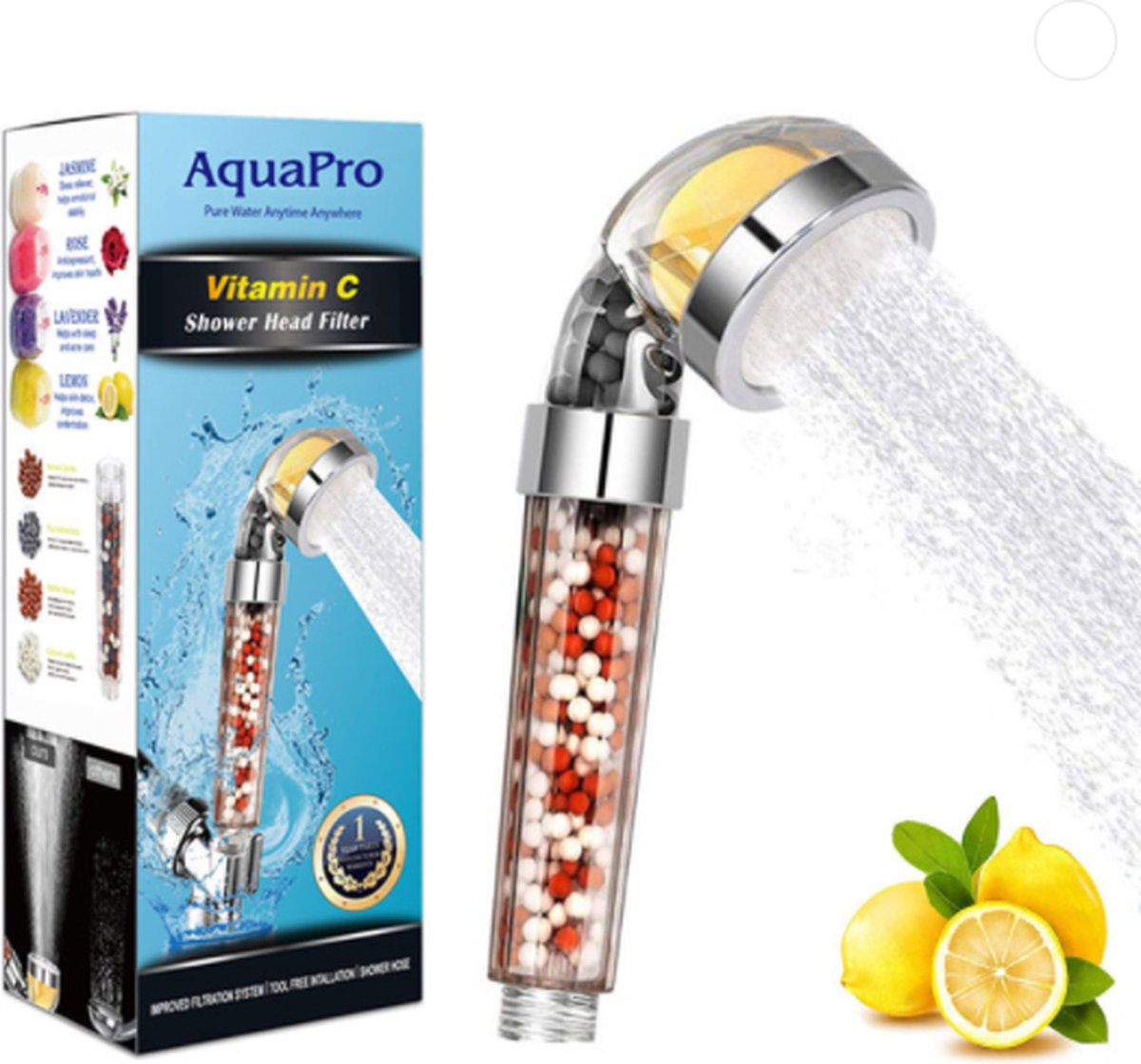 Waterbesparende douchekop Ionische douchekop Met doucheslang