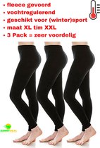 3-Pack Super Thermolegging - Maat XL t/m XXXL - Ondergoed - Thermobroek - Outdoor - Wintersport - Warme Legging - Fleece gevoerd - Figuur Corrigerend - Vochtregulerend - Zwart
