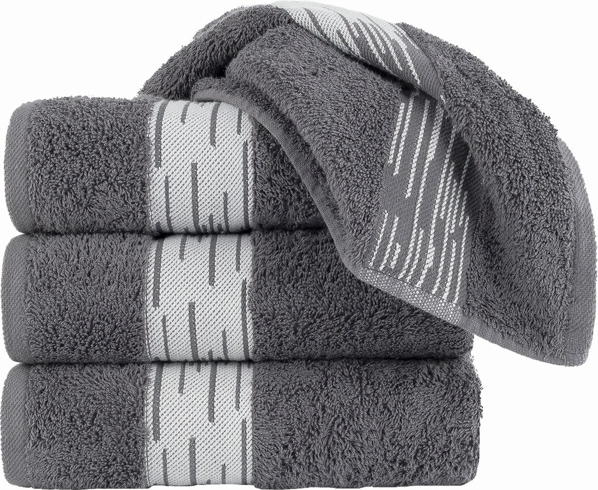 Homéé Handdoeken Essentials 550g. m² 50x100cm 100% katoen badstof set van 4 stuks antraciet