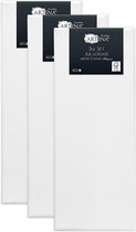 Artina Set van 3 Schildersdoeken 40x100 cm - FSC® Schildersdoek 3 Stuks - Akademie Canvas Dubbel Geprimed Spieraam Wit