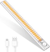 Kastverlichting, 120 LED dimbare kastverlichting met bewegingssensor, licht onder de unit, USB oplaadbare LED kastverlichting, nachtlampje voor garderobe, hal, trap, kast, keuken,