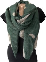 Lange Warme Dames Sjaal - 2-Zijdig - Groen - Grijs - 200 x 65 cm (D1)