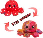 Fidget Toys- Mood knuffel - Moodknuffel - Kawaii - Octopus XL - reversible - omkeerbaar - Fire - rainbow - black