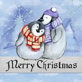 Diamond painting pakket | Kerst | Pinguin (Merry Christmas) | 75 x 50 CM | Vierkante steentjes