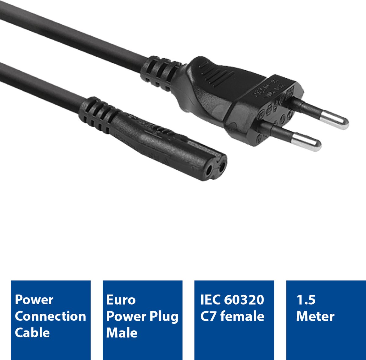 Verlengkabel Netsnoer Euro male - Female C7 Figure 8 wit 20