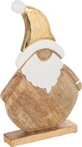 J-Line Kerstman Mangohout Naturel/Goud Large Set van 2 stuks