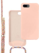 iPhone 7/8 Plus hoesje - Wildhearts Silicone Happy Colors Cord Case - Hoesje met koord - Telefoonhoesje - iPhone hoesje - Roze - Regenboog