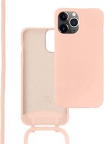 xoxo Wildhearts silicone case met koord - Telefoonhoesje met koord - Backcover hoesje met telefoonkoord - Lovely Pink Cord Case - geschikt voor Apple iPhone 12 Pro - roze