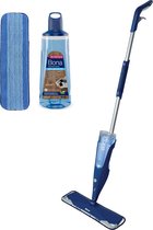 Bona Premium Spray Mop - Alles-in-1 Dweilsysteem - Vloerwisser Inclusief Houten Vloer Reiniger & Microvezel Reinigingspad - Streeploos - Sneldrogend