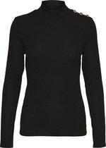 Vero Moda T-shirt Vmjanelle L/s Structure Button Top 10270321 Black Dames Maat - L