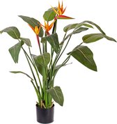 Strelitzia - paradijsvogelbloem - Kunstplant - 3 bloemen - 16 bladeren - 110cm