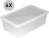 Opbergbox metb deksel Transparant - 5 l - 33 x 20 x 11cm - 6 Stuks