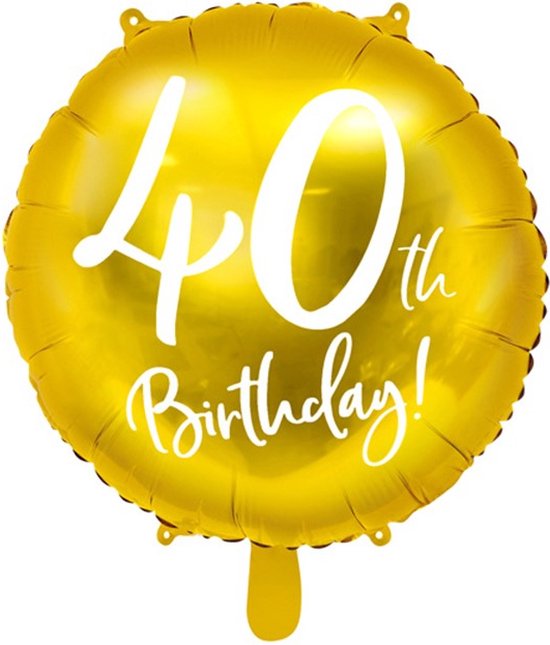 Folieballon 40 jaar goud verjaardag - 40th birthday - jubileum - 45cm.